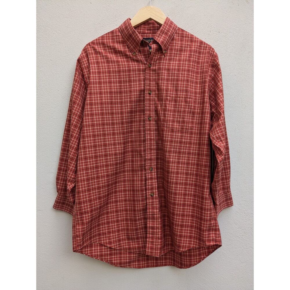 Brooks Brothers 346 Shirt Long Sleeve Button Down Orange Blue Stripe Size M EUC